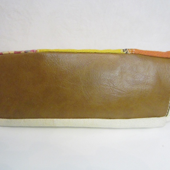 Relic Brand Woven Patchwork Floral Bamboo Handled Summer Handbag Snap Closure - Picture 5 of 13